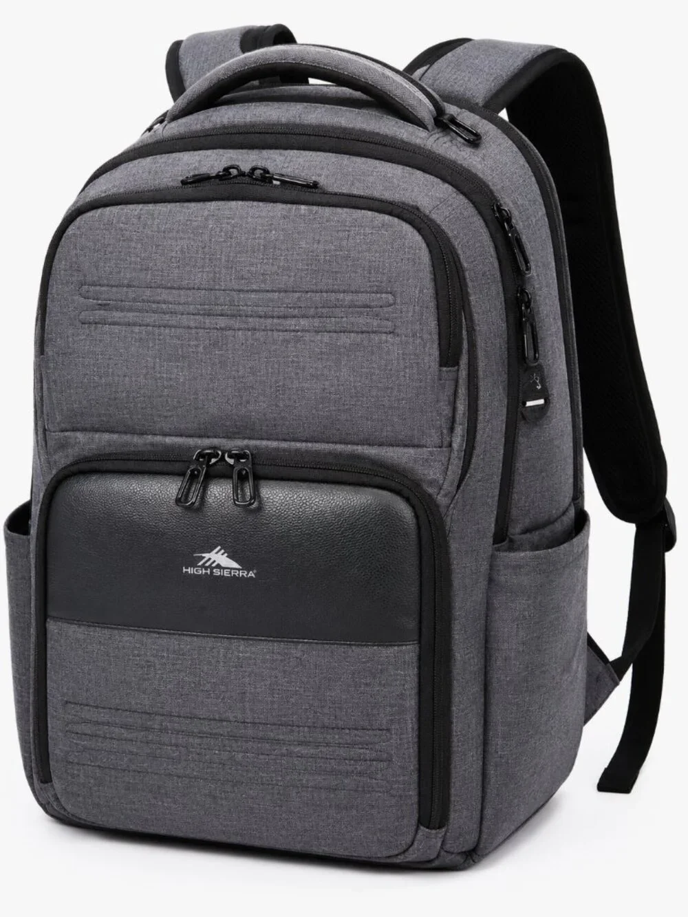 High Sierra Elite Pro Business Laptop Backpack Gray USB Travel Work Bag